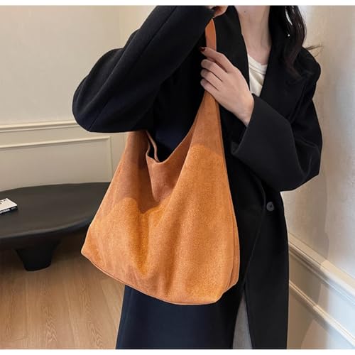 Women's Suede Tote Bag, Stylish And Simple Commuting Shoulder Large Capacity Bucket Bag4