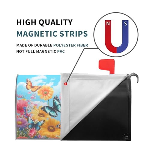 Image of Spring Summer Mailbox Covers Magnetic Standard Size 18x21 Inch Colorful Wildflowers Butterfly Magnetic Mailbox Cover Spring Floral Mailbox Wraps Post Box Cover Decoration for Home Outdoor Outside