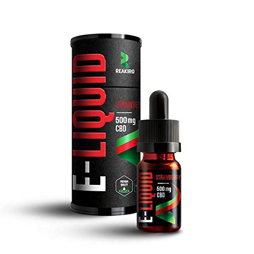 REAKIRO Vape E Flü,ssigkeit Erdbeere 10ml 500mg 5% Original Premium Hanfsaft fü,r E-Zigarette - Ohne Nikotin