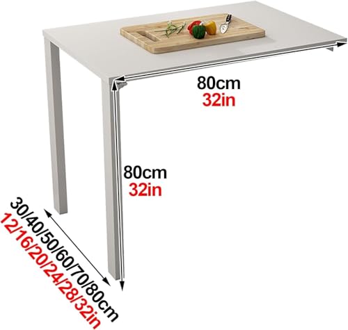 Table à abattants convertible 80 x 40 avec étagères murales