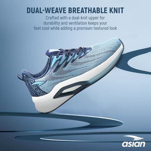 Image of ASIAN Powerplay-31 Men's Running Shoes | Wave-Tech Knit Upper with AeroFlow Side Panels | EVA Midsole | Fish-Scale Yarn | Stylish Athletic Sneakers