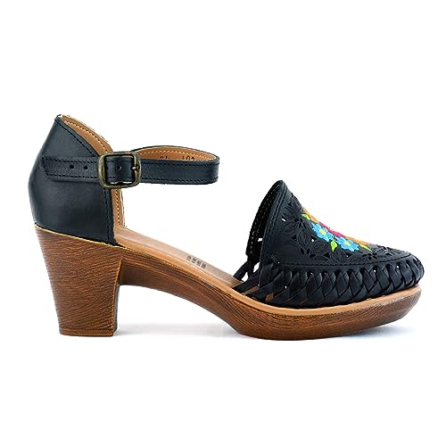 Colores De Mexico Mx Mexican Leather Shoes With Embroidered Flowers, With Heels For Women thumb #1