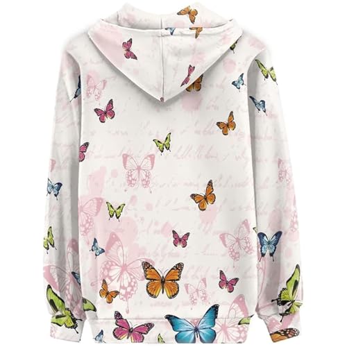 Genérico Sudadera con capucha y cremallera informal de talla grande con bolsillos y estampado integral cómoda chaqueta oversize para uso diario en otoño e invierno (L)