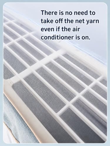 Image of Premium Cotton Net Split AC Cover for 1.5 Ton Indoor Unit | Designer Summer AC Dust Protection Cover | Stylish Protective AC Cover | 38 x 15.35 x 7.8 In | Grey Net