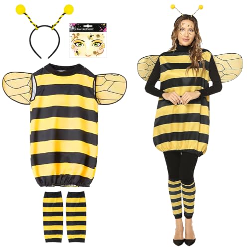 Sprinlot Disfarce de abelha para adultos, diadema de abelha, disfarces de abelha com asas M, acessórios disfarces de abelha de carnaval cosplay animais festa