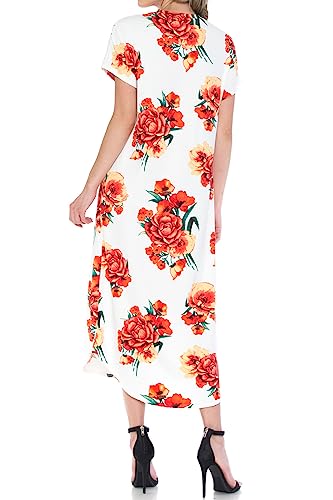 Image of iconic luxe Women's A Line Short Sleeve T Shirt Midi Dress Summer Casual
