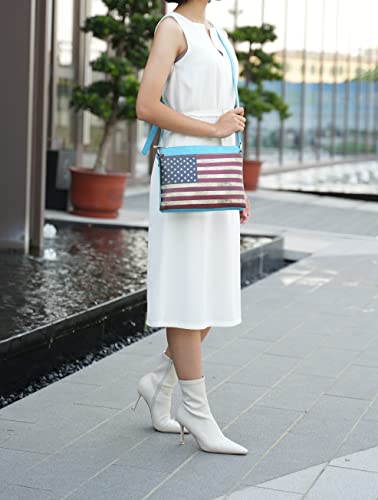 MKF Collection American Flag Design Crossbody Bag for Women, Patriotic Handbag American Pride Shoulder Bag by Mia K2
