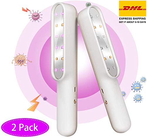 Preisvergleich Produktbild [2 Pack] UVC Sterilisationslampe Antibakterielle Rate 100% Mobile Tragbare Desinfektionsmittel Desinfektion Lampe UV Desinfektion Lampe für Auto Haushalts Zuhause Schule Hotel Haustier