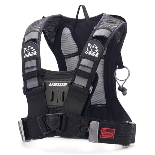 USWE Action Camera Harness NDM 1 - Compatible with All Bounce-Free Backpacks, Keeps GoPro Cameras Steady, Front Mounted on Chest Harness (Black, M-XL)