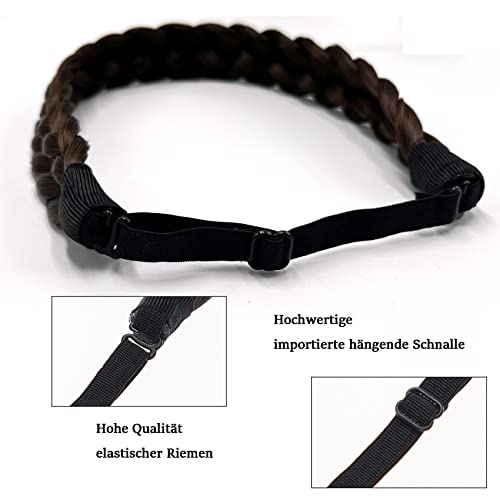 TOECWEGR Braided Hair Band 5 Strands Braids Hair Scrunchie Classic Chunky Elastic Synthetic Headband Women's Beauty Accessories (Brown Black) - Image 4