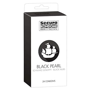Secura Black Pearl 24 condooms – 24 zwarte preservatieven ter voorkoming van hormonen voor mannen, met noppen voor…