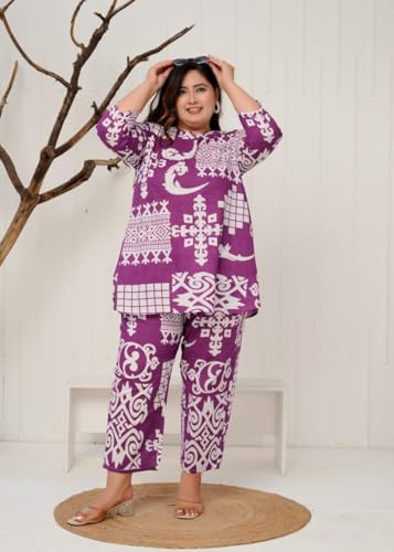Image of Cord Set for Women Cotton |Plus Size A Line Kurta Set Stylish | Ethnic Dress Kurti Sets | Printed Dresses for Woman | Long Sleeves