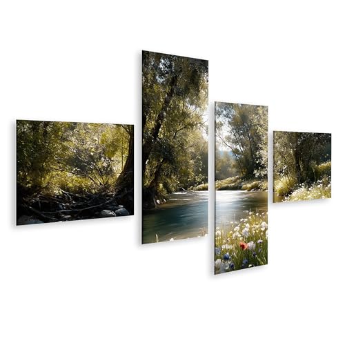 Impression sur toile paysage de rivière magique déco salon 4 pcs