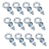 Yukata 1/4' x 1' Marine Expansion Grade Carbon Steel Eye Bolts with Nut, Shoulder Lifting Ring Eye Bolt, 12Set