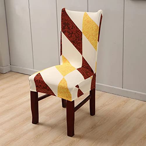 Image of House of Quirk Elastic Chair Cover Stretch Removable Washable Short Dining Chair Cover Protector Seat Slipcover (Pack of 2, Abstract Multi)