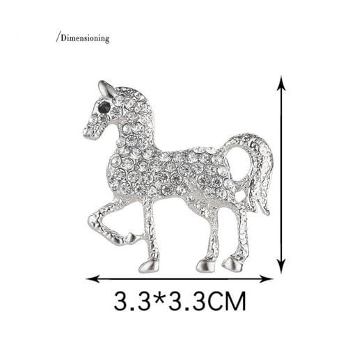 Image of Rhinestone Horse Animal Brooch Pin for Women Girls Men Fashion Crystal Pony Brooches Lapel Pins Cute Dress Accessories Holiday Party Race Jewelry Unisex Gift