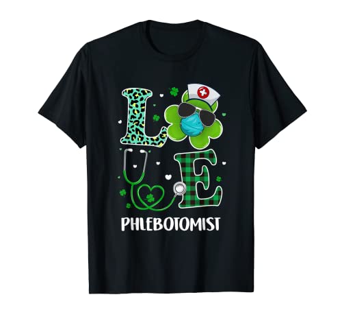 Ph 2022 St Patricks Day Love Phlebotomist Funny Shamrock Maglietta