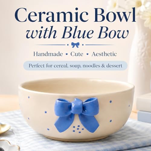 Image of Blue 3D Bow Bowl | Asthetic Bowls with Premium Quality | Perfect for Serving Dishes | Breakfast Bowl for Cereal, Soup, Noodles, Desserts,Snack, Soup | 450 Ml