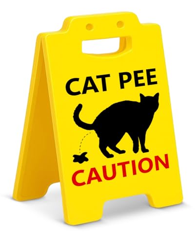 Funny Cat Pee Caution Sign Desk Decor Gifts for Cat
