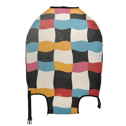 senya Travel Luggage Cover Suitcase Protector Wave Irregular Color Lattice Washable Baggage Covers Fits 22-24 Inch Luggage2