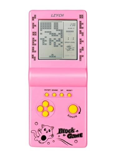 LZYCH Block spielkonsole Klassische Nostalgie Eingebautes 23 Retro-SpielBlöcke/Renn-/Panzerschlacht Einstellbare Schwierigkeit Kinder/Schüler Geburtstag Puzzlespielzeug (Rosa)