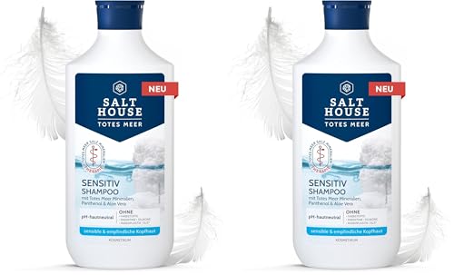 Salthouse Totes Meer Therapie Sensitiv Shampoo, besonders milde Formulierung mit Zuckertensid, Panthenol und Aloe Vera, pH-hautneutral, für die tägliche Haarwäsche für die ganze Familie, 250 ml