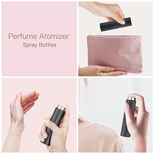 Image of Toureal 20ml Perfume Atomiser for Travel (3 PCS), Refillable Spray Bottles, Aftershave Dispenser (Black)