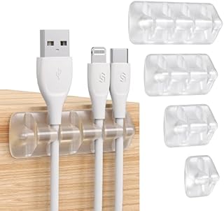 Syncwire Cable Clips Cable Holder [ 5 Pack] Cable Management Multi-Purpose Cable Guide Cable Organiser Set for Desk, Power Cable, USB Charging Cable, Audio Cable, Charging Cables etc. Transparent