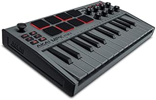AKAI Professional MPK Mini MK3 - 25 Key USB MIDI Keyboard Controller With 8 Backlit Drum Pads, 8 Knobs and Music Production Software Included (Grey)