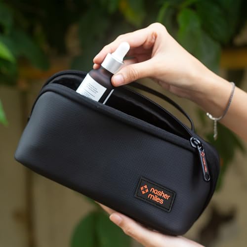 Image of Nasher Miles Dock Toiletry Kit 180 Opening Cosmetic Bag | Polyester Travel Pouch Organizer | Multipurpose Storage Compartments & Carry Handle | Travel Accessory for Men & Women (Black)
