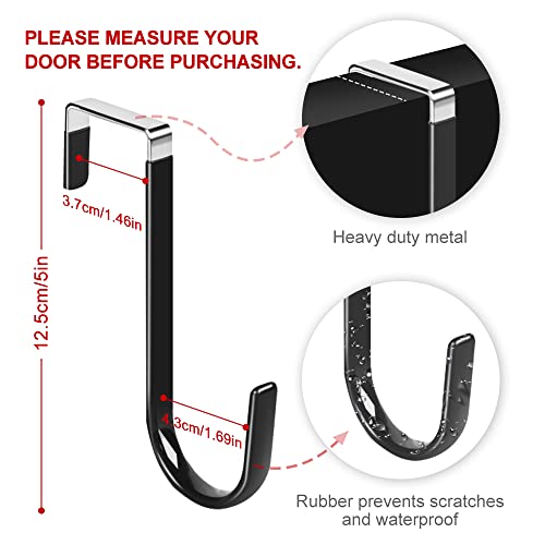 lmytdo Over Door Hooks Hangers 4Pcs Dipping Plastic Rustproof with Anti-Scratch Thickening Fits Under 3.7 cm Widths as Cabinet Hooks - Image 2