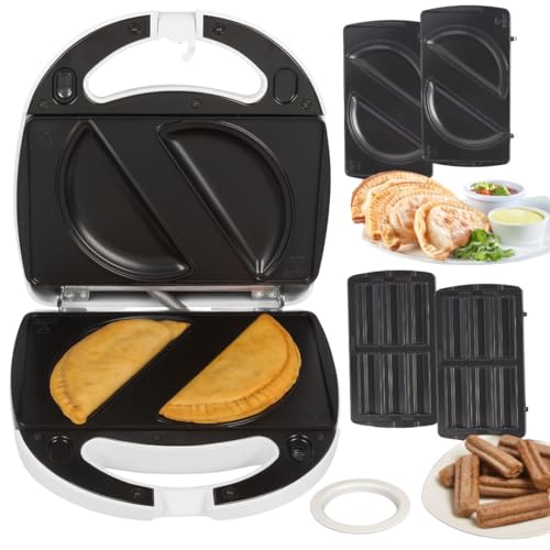 Empanada & Churro Maker Machine- Electric Cooker w 4 Removable Plates- Easier than a Press- Includes Dough Cutting Circle for Easy Measurement, Mexican Dinner Party Night Treat, Dessert Food Supplies
