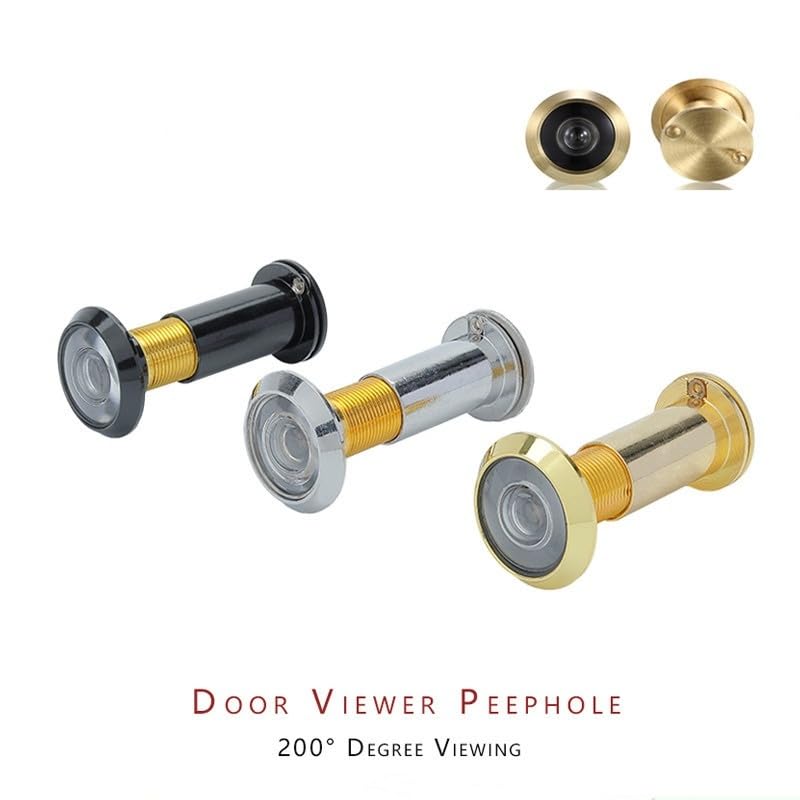 Espejo para puerta security door ojo de gato con lente de vidrio HD, ángulo amplio de 200 grados, anti apuñalamiento y anti rotación, color dorado miniatura 7