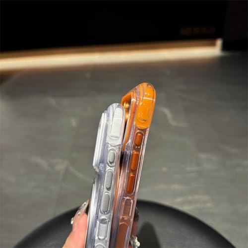 Coque iPhone 15 Orange Transparente Magnétique Anti-Choc avec Support