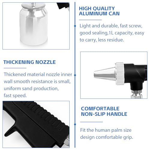 Sandstrahlpistole mit 6 mm Düse, Sandstrahlgerät mit 1L Sandtank, Sandstrahler für Kompressor, Pneumatische Sandstrahlen für Glasfrostung, Rostentfernung, Mechanische Teile Kompressorzubehör