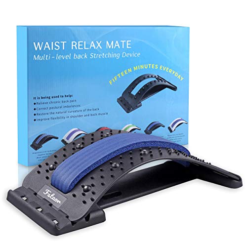 Fstaor Lower Back Stretcher for Pain Relief Devices with Magnetic Acupressure Points (Blue)