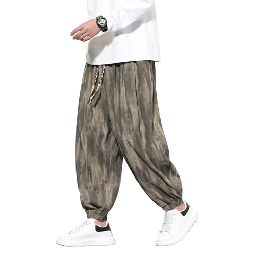 Tripleberly Men's Harem Pants Wide Leg Loose Baggy Pants Pajama Hippie Aladdin Festival Elastic Drop Crotch Boho Trousers3