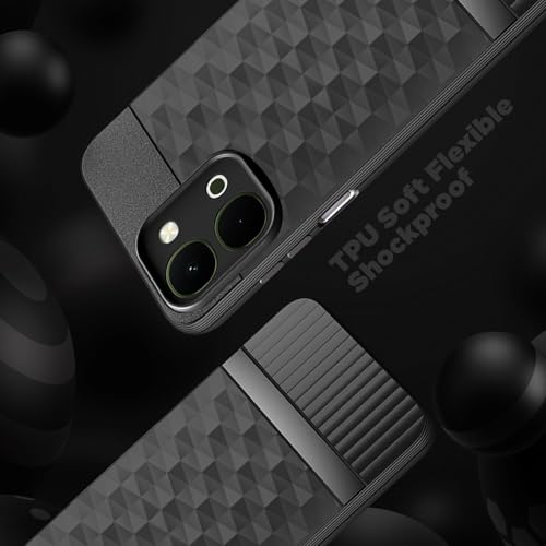 Image of Back Cover for Vivo Y51 Pro 5G Camera Protection 3D Hexa Cube Design Silicone Protective Bumper Back Case for Vivo Y51 Pro 5G - Black