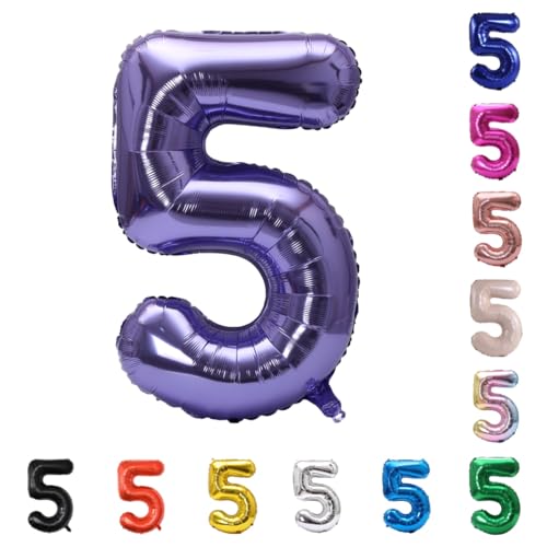 Image of YPSelected 32 Inch Large Foil Helium Number Balloon Birthday Wedding Party 0-9 (Purple, 5)