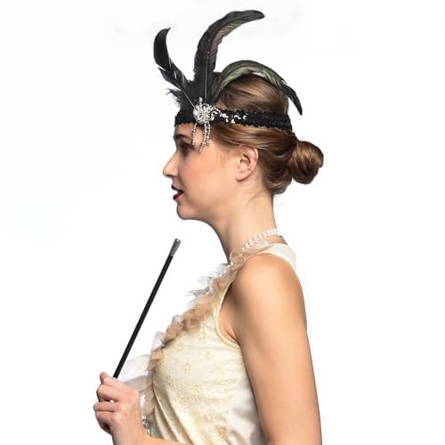 Boland 64347 1920s Costume Set, Carnival Accessories, Costume Set, Headband, Cigarette Case and Necklace, Theme Party, JGA - Image 3