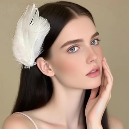 Pinzas para cabello con plumas blancas estilo ballet miniatura 4