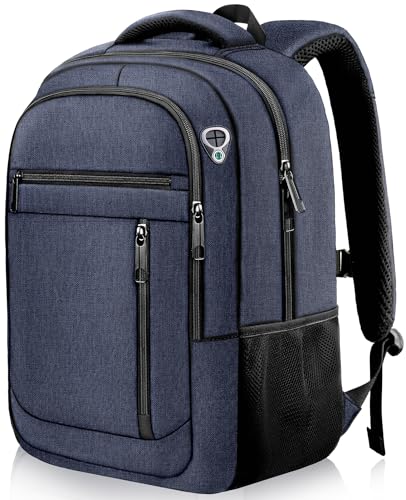 Image of Travel Backpack, Extra Large 45L Travel Backpack for Men & Women, Expandable Laptop Bag, Water Resistant Computer Backpack Fits 18.4 Inch Laptop, Lightweight Daypack for Flight, Blue