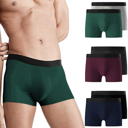 Falechay Boxershorts Herren Unterhosen Männer Baumwolle 6er Pack Retroshorts für Herren Ohne Kratzenden Zettel UnterwäSche Boxer Sportunterhosen für Herren Mehrfarbig XXL