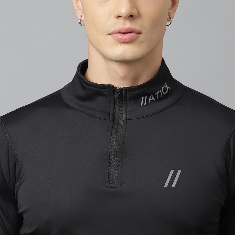 Image of ATICX Polyester Full Sleeve Compression High Turtle Neck Sports Jersey T Shirt for Men - Quick Dry Fit Gym Workout Top for Running, Swimming, Training, Cycling, Football, Badminton