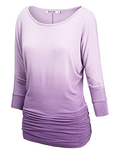 WT989 Womens 3/4 Sleeve Ombre Dolman Top XXL Lilac
