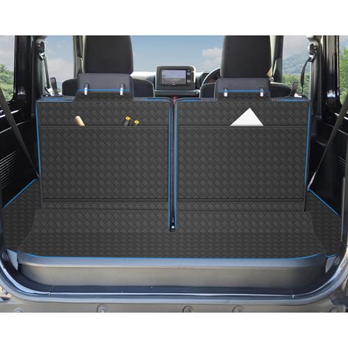 YORKNEIC スズキ ジムニー ジムニーシエラ ラゲッジマット JB64W JB74W 2018年〜現行 背もたれカバー 車種専用 トランクマット シートバックカバー バックマット 合成革材質 収納ポケット付き 耐汚れ 防水 ブラック タイプB
