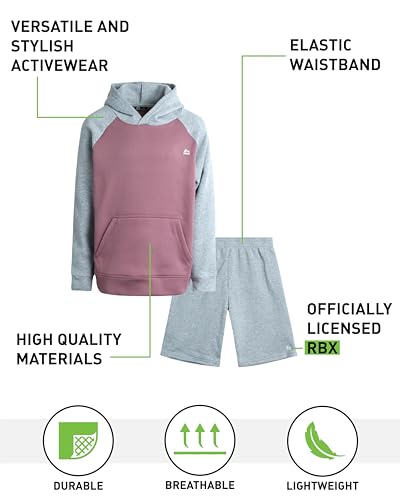 Image of RBX Boys Shorts Set - 2 Piece Breathable Cotton Blend Fleece Boys Hoodies and Gym Shorts Youth Kids Workout Sweat Set