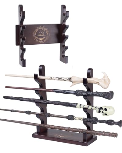 DigNew 5 Tiered Wand Holder Wood Wand Display Stand Wall Mount and Desktop Suitable for Wand Enthusiasts or Collectors to Display in The Living Room Bedroom or Office
