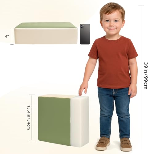 Image of Eiury Booster Seat for Kitchen Chair, Toddler Booster Seat for Dining Table, Waterproof PU Leather Kids Seat Cushion with Adjustable Straps, Non-Slip Bottom, Wipeable Seat Pad,Green