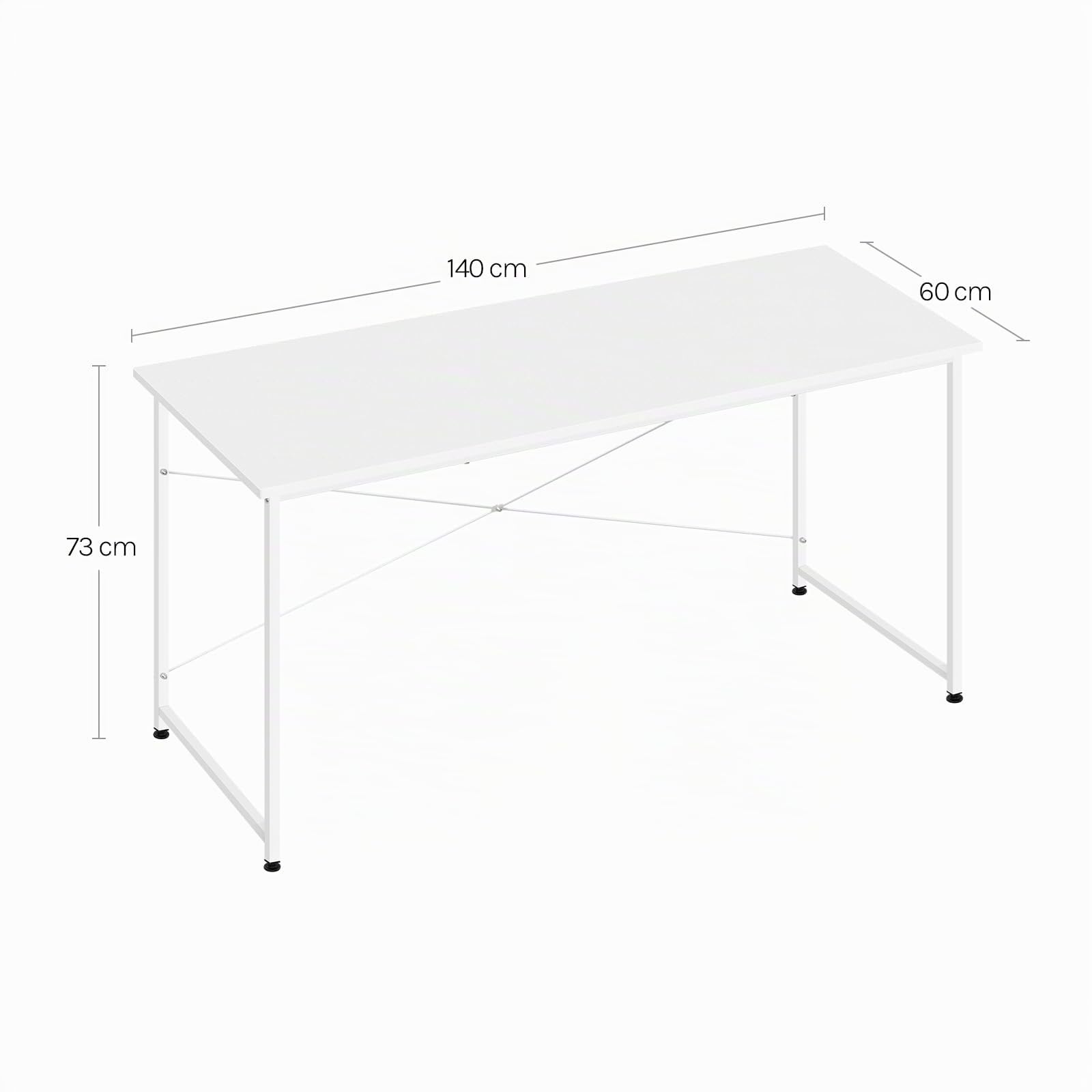 WOLTU Schreibtisch, Computertisch 140 x 60 cm, Weiß | Kompakte Kleiner Größe, mit Metallgestell, Aus Holzwerkstoff, für Homeoffice Schlafzimmer Wohnzimmer